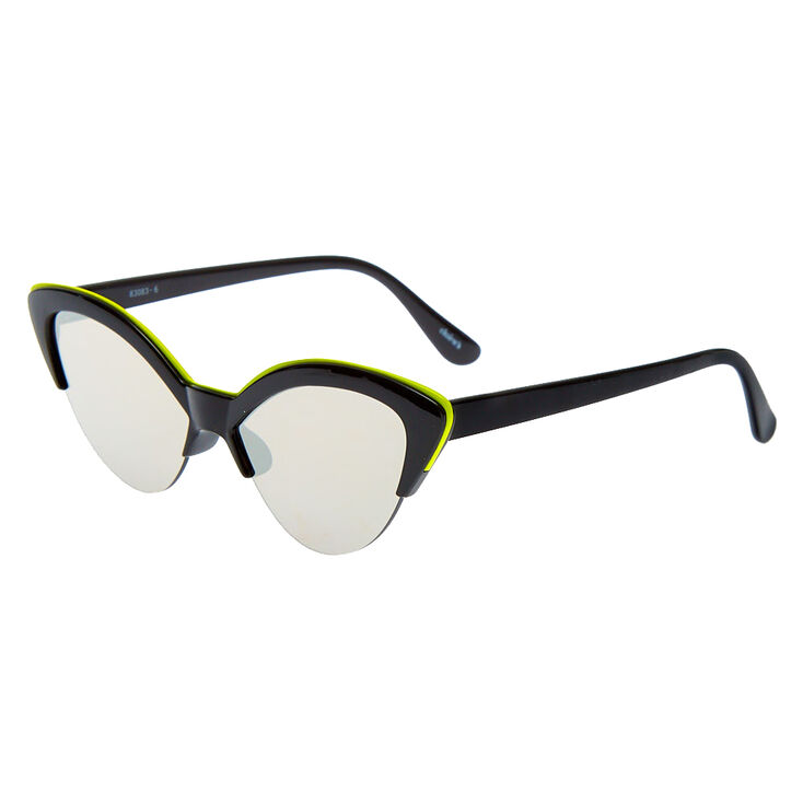 Lunettes de soleil &oelig;il de chat avec ligne des sourcils fluo - Noir,