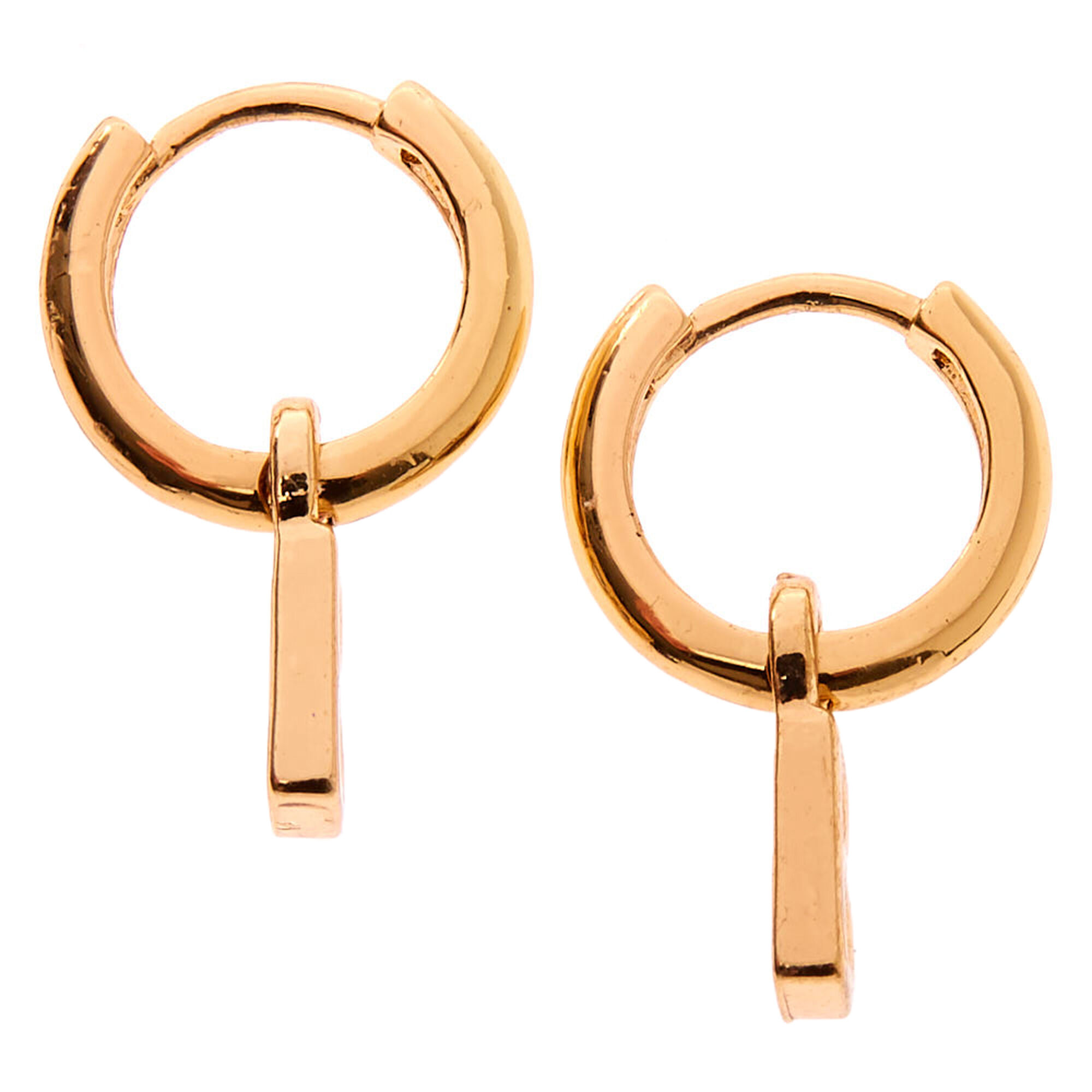 Gold 10MM Initial Huggie Hoop Earrings - B | Claire's US