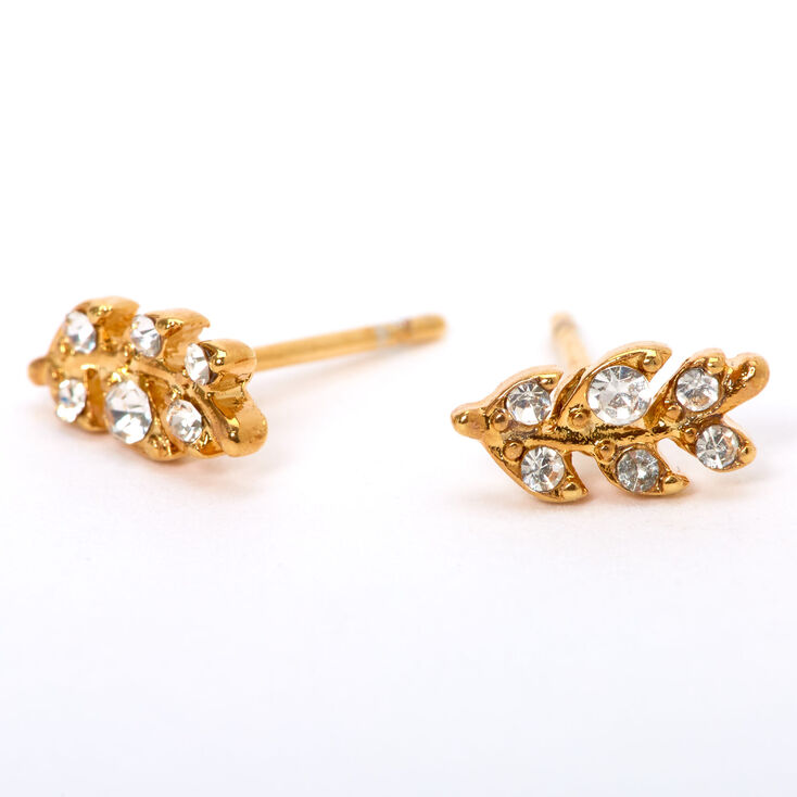 Clous d&#39;oreilles feuille strass couleur dor&eacute;e jaune C LUXE by Claire&#39;s,