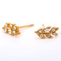 Clous d&#39;oreilles feuille strass couleur dor&eacute;e jaune C LUXE by Claire&#39;s,
