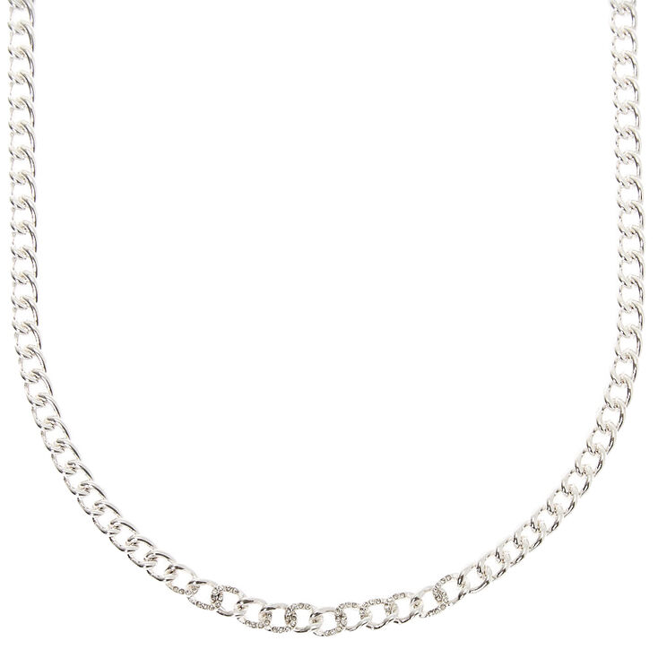 Claire's Collier maillon de chaîne couleur argenté