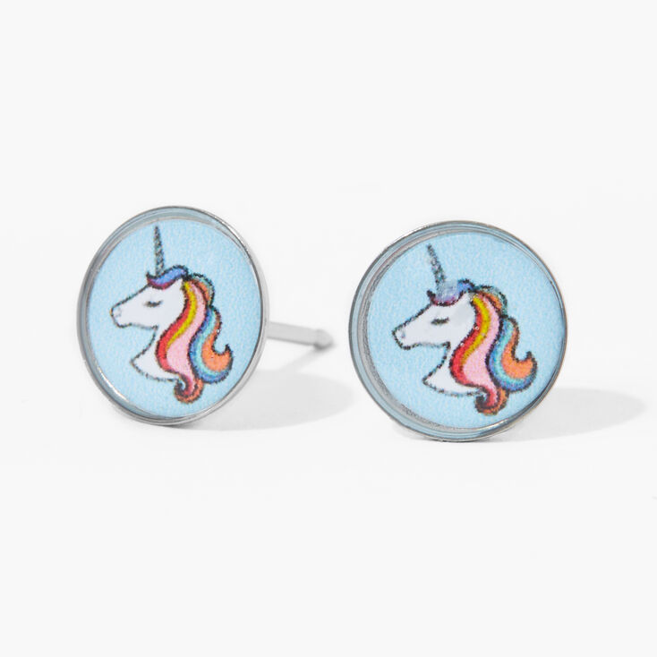 Claire&#39;s Exclusive Unicorn Studs with Stainless Steel Posts Ear Piercing Kit with Ear Care Solution,