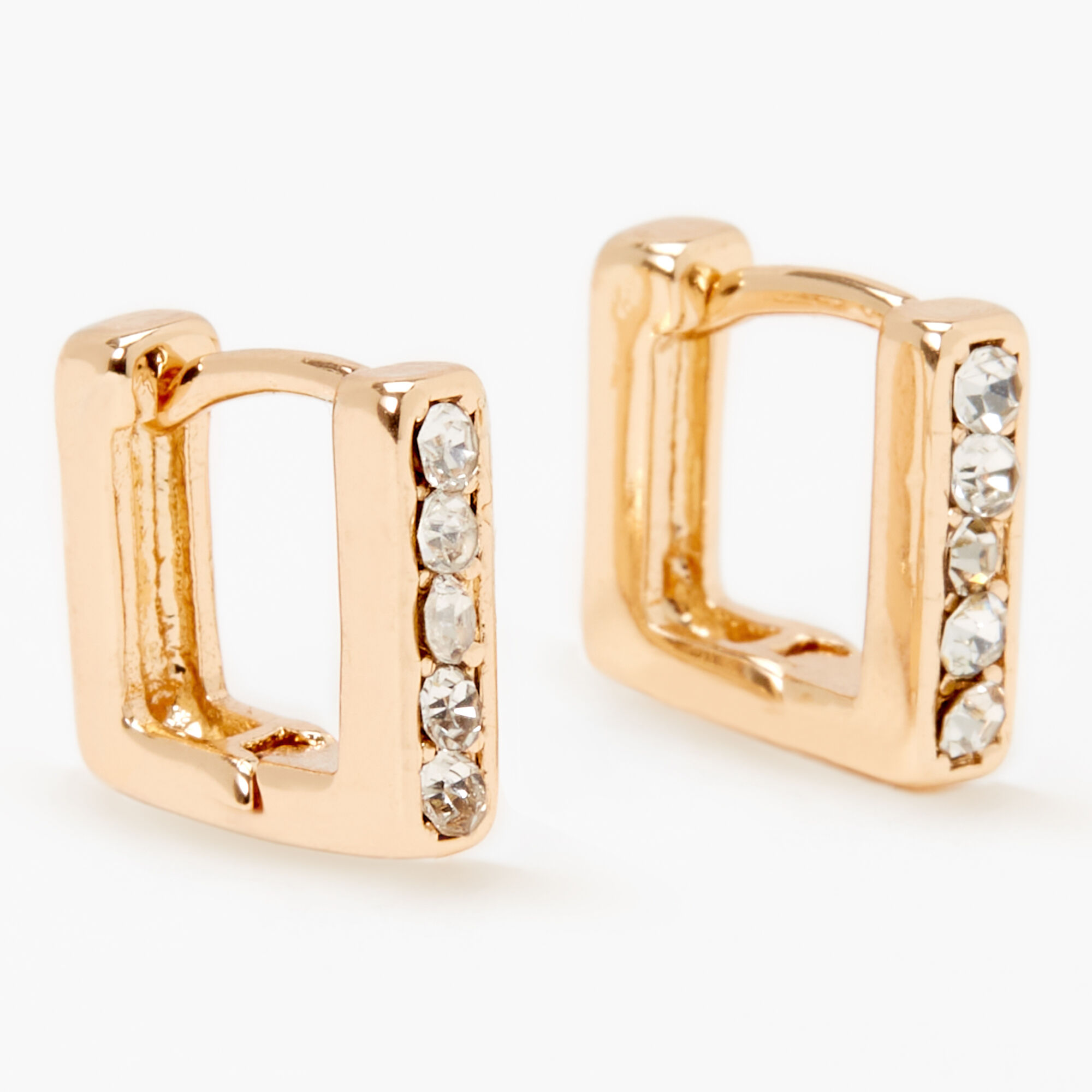 Gold square huggie earrings deals