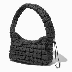 Black Puffy Sling Shoulder Bag,