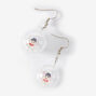 Christmas Silver 1&#39;&#39; Glitter Shaker Snowglobe Drop Earrings,