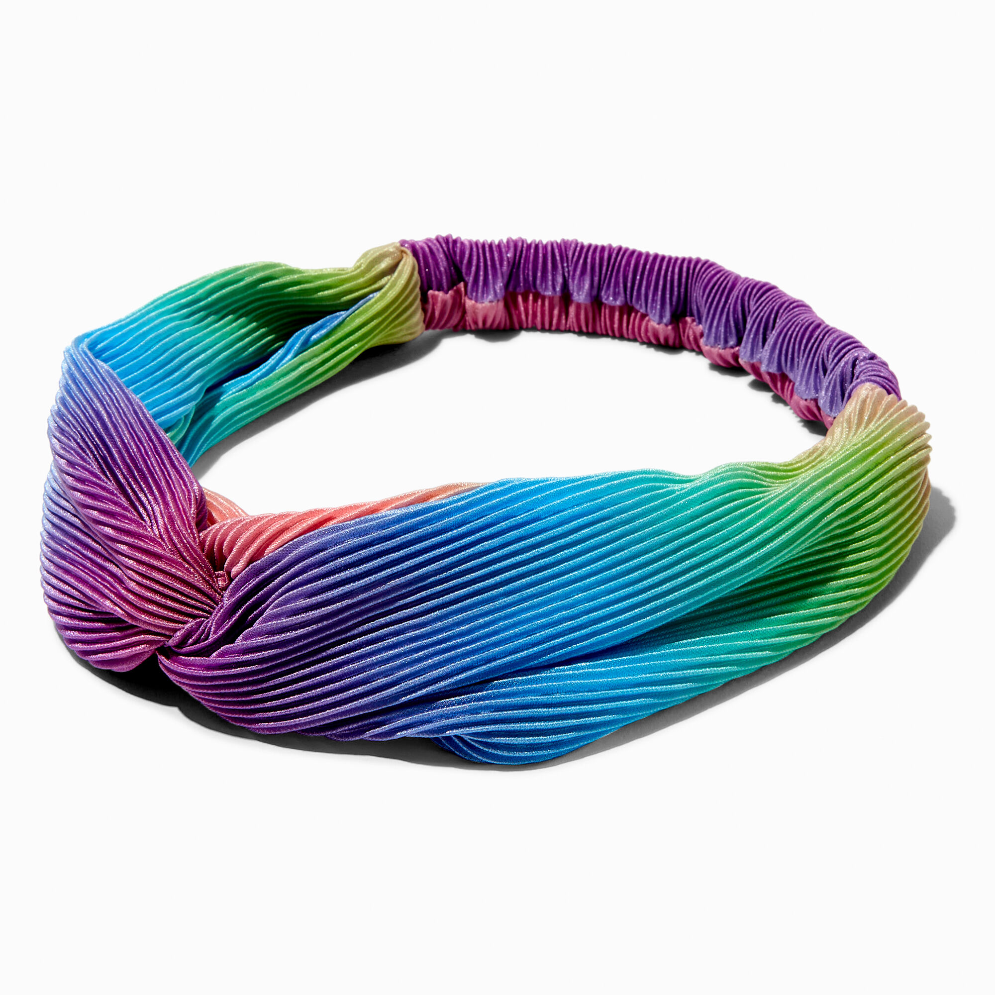 View Claires Pleated Knotted Headwrap Rainbow information