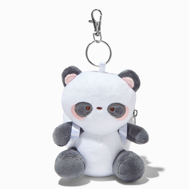 Porte-cl&eacute;s mini sac &agrave; dos en fausse fourrure panda,