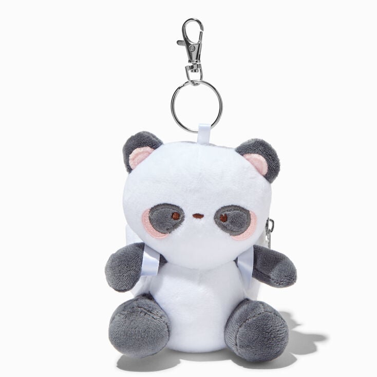 Panda Furry Mini Backpack Keyring,