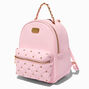 Rhinestone-Studded Blush Pink Quilted Backpack,