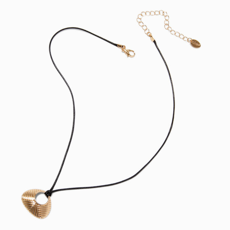 Gold-tone Textured Bean Corded Pendant Necklace,