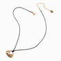 Gold-tone Textured Bean Corded Pendant Necklace,