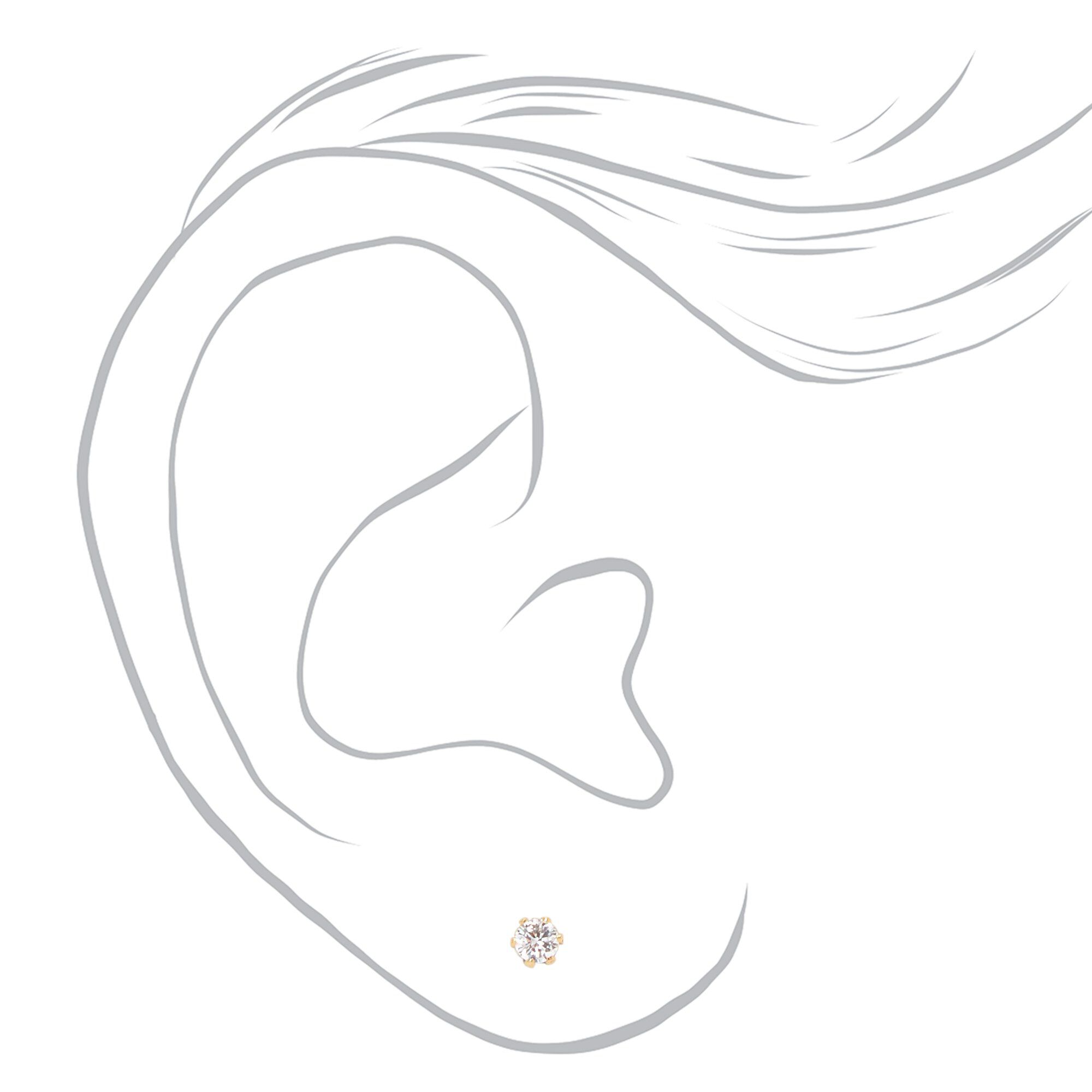 C LUXE by Claire's 18kt Gold Plated Cubic Zirconia 3mm Cupcake Round Stud Earrings,