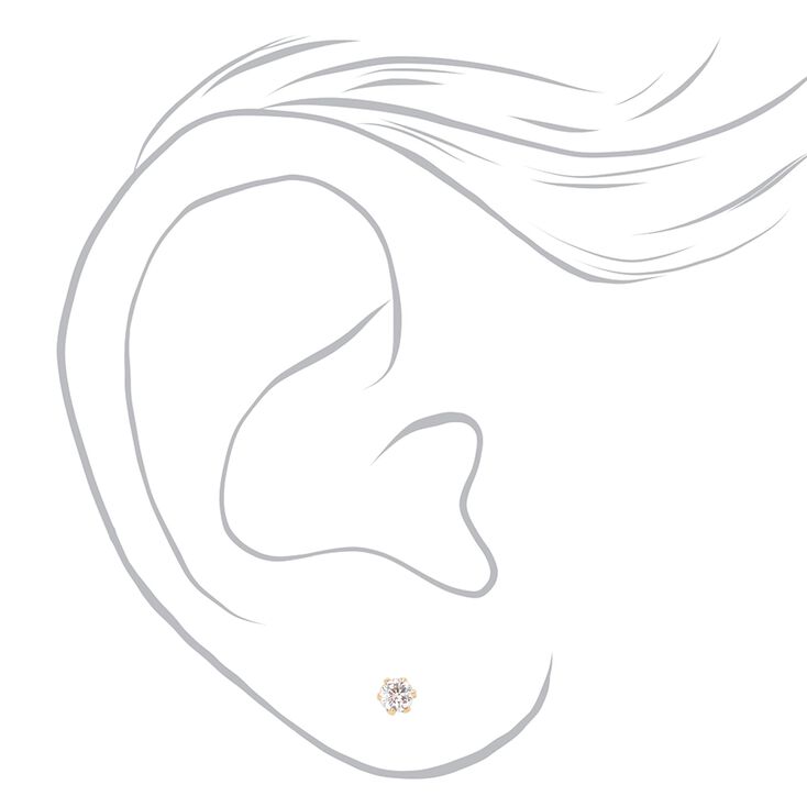 C LUXE by Claire&#39;s 18kt Gold Plated Cubic Zirconia 3mm Cupcake Round Stud Earrings,