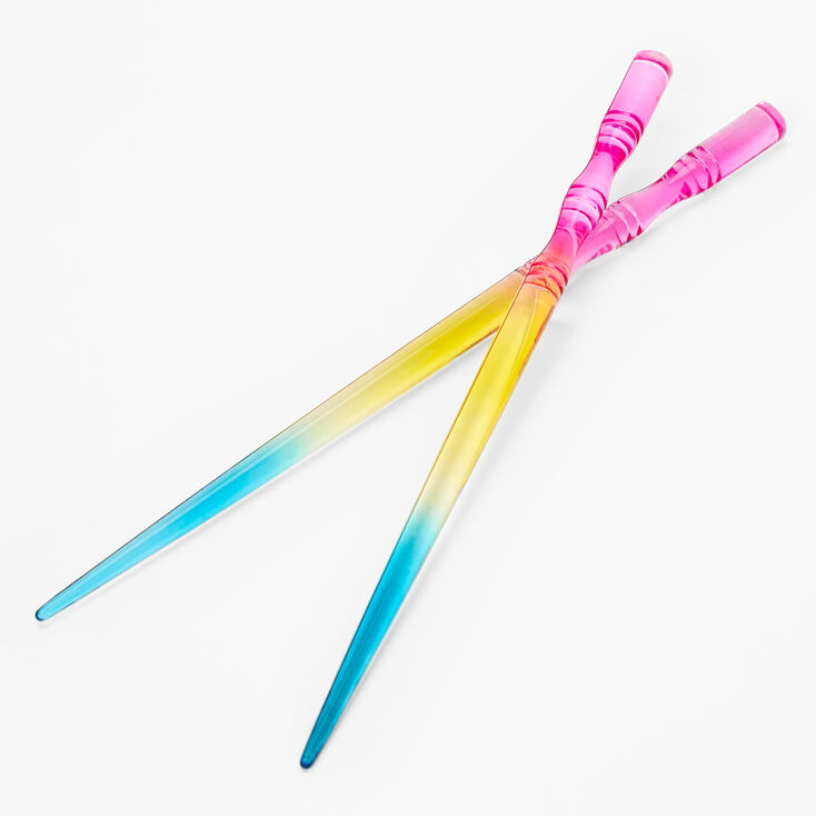 Neon Rainbow Hair Sticks - 2 Pack,