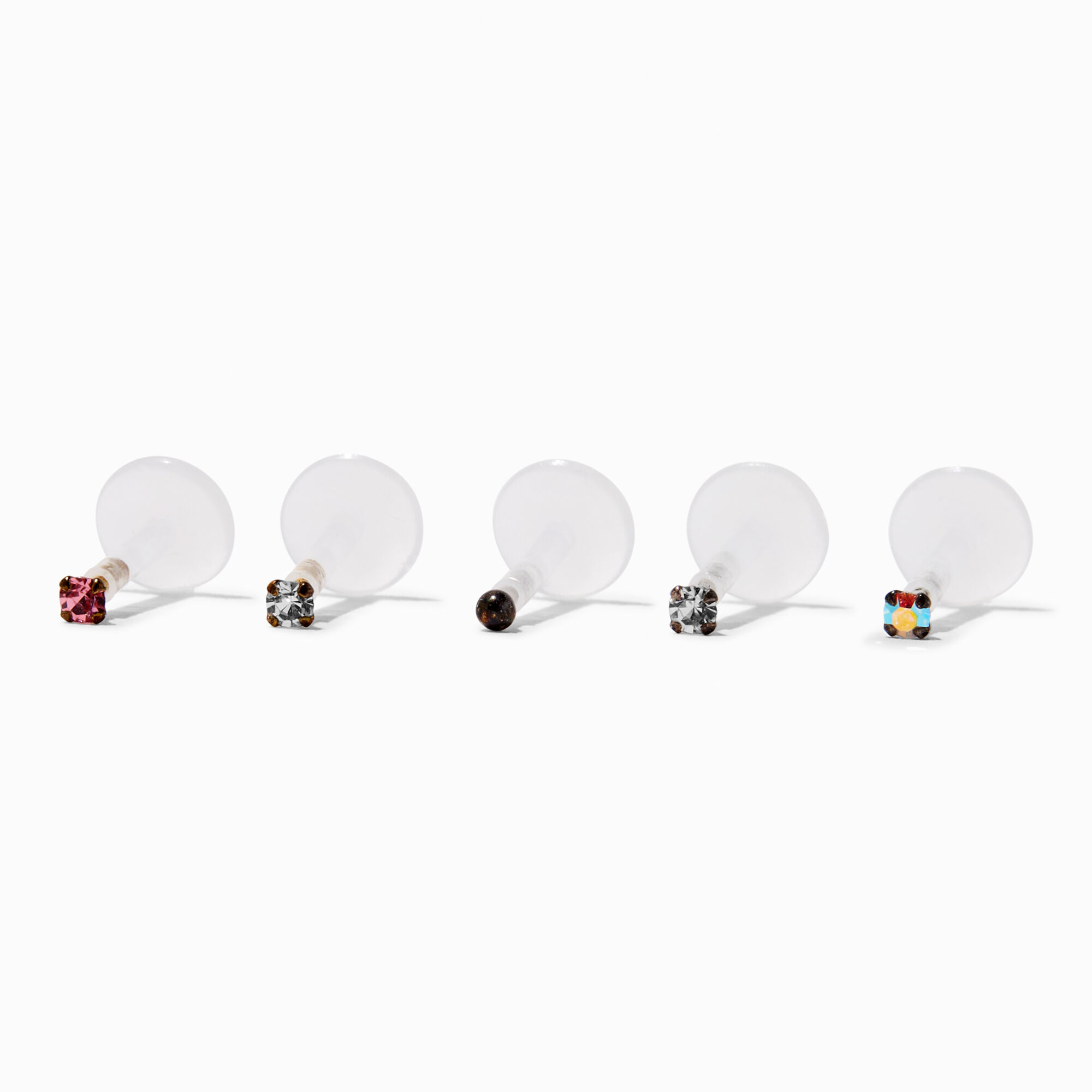 Clous arrière plat pour piercing labret basiques 1,2 mm en métaux mixtes - Lot de 5,