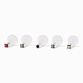 Sterling Silver 16G Basic Labret Lip Studs - 5 Pack,
