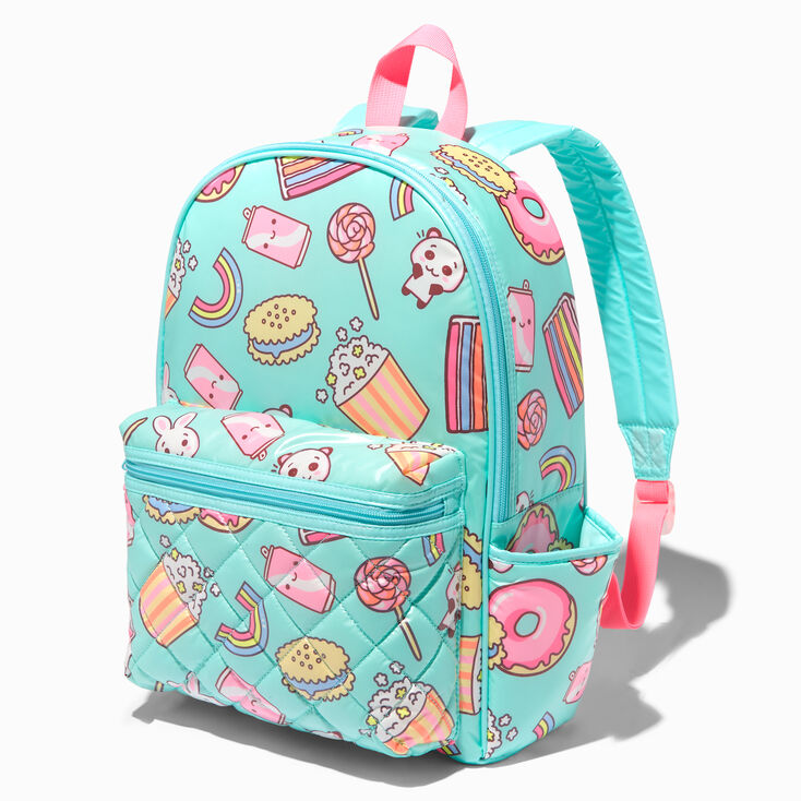 Junk Food Panda Mint Quilted Backpack,