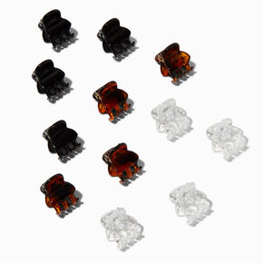 Tortoiseshell Mixed Mini Hair Claws - 12 Pack,