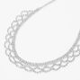 Silver Rhinestone Scalloped Statement Necklace,