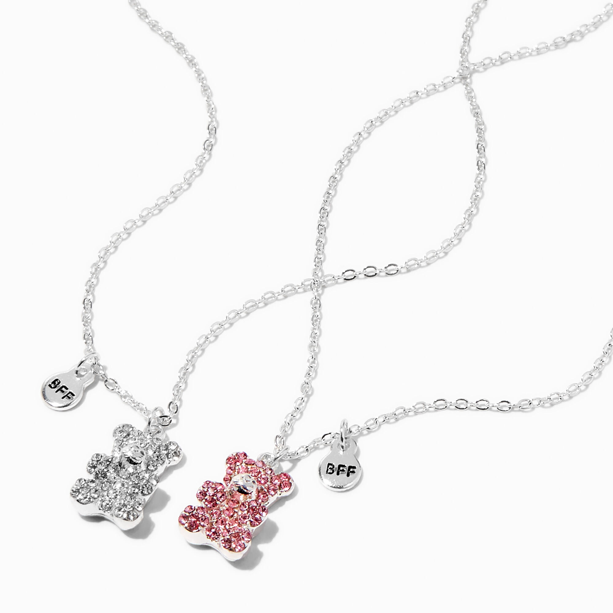View Claires Best Friends Rhinestone Bear Pendant Necklaces 2 Pack Pink information