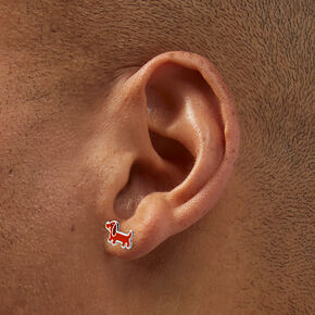 C LUXE by Claire&#39;s Sterling Silver Enamel Wiener Dog Stud Earrings,