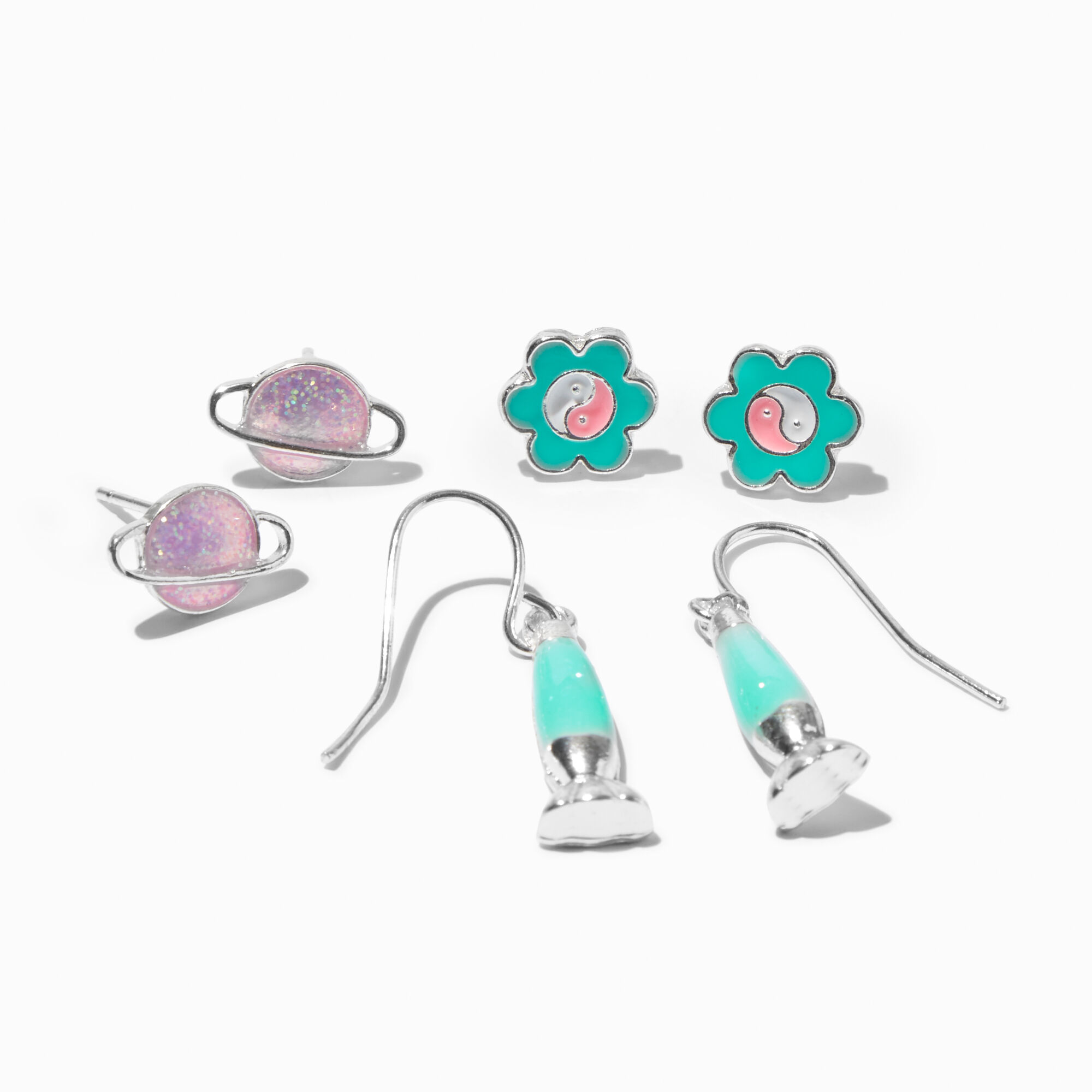 View Claires Lava Lamp Earrings Set 3 Pack Mint information