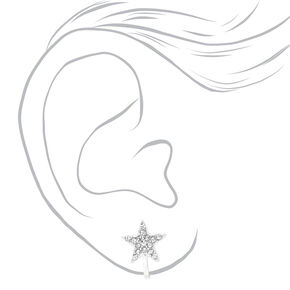 Silver Star Clip On Earrings,