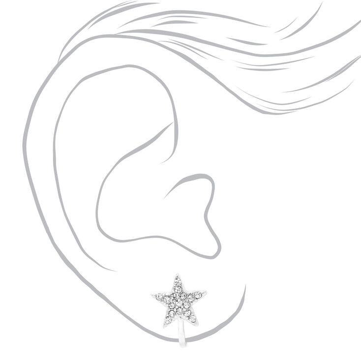 Silver-tone Star Clip On Earrings,