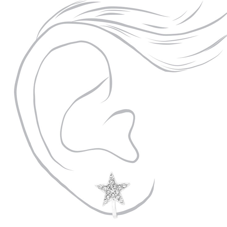 Silver Star Clip On Earrings,