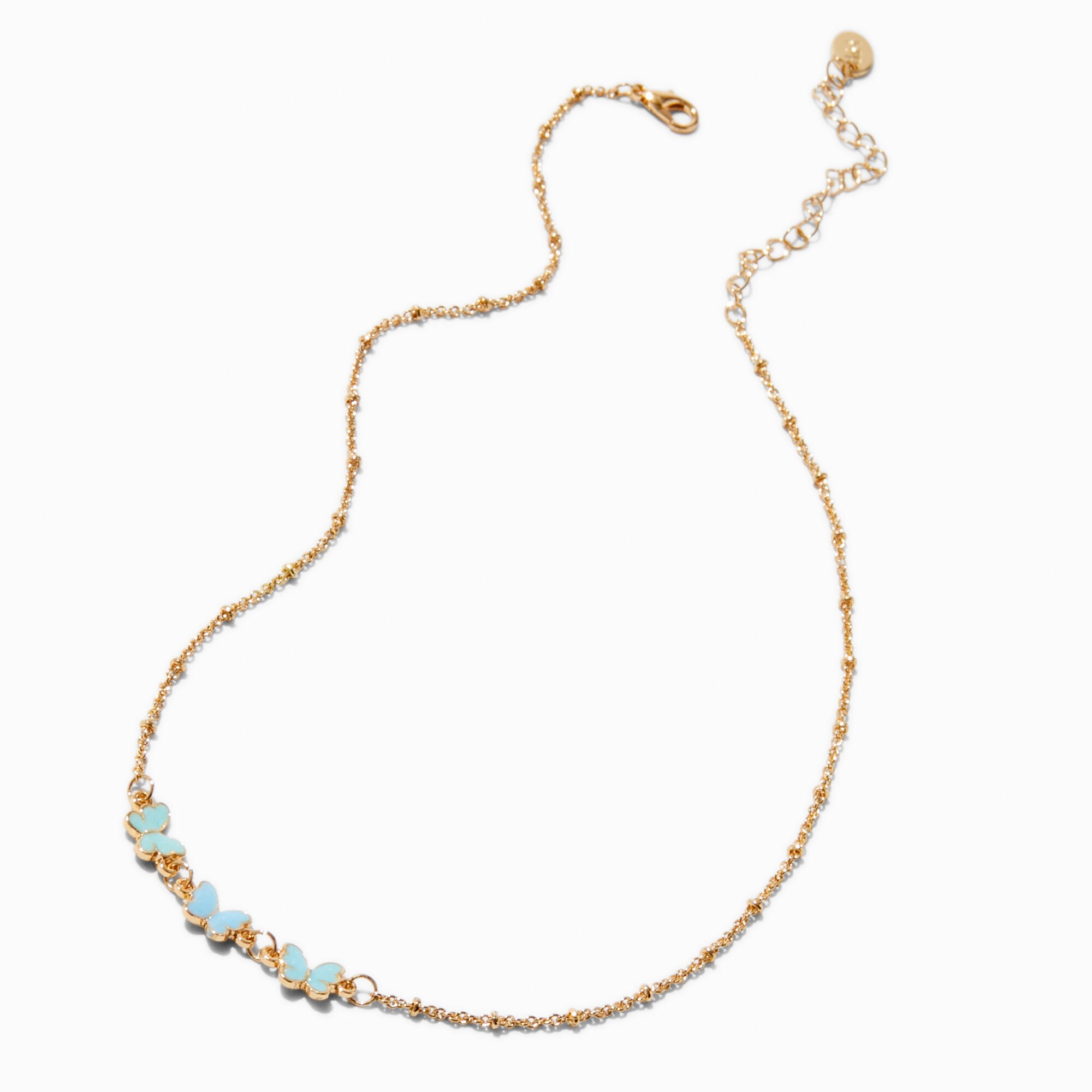 Ombré Blue Butterfly Pendant Necklace,