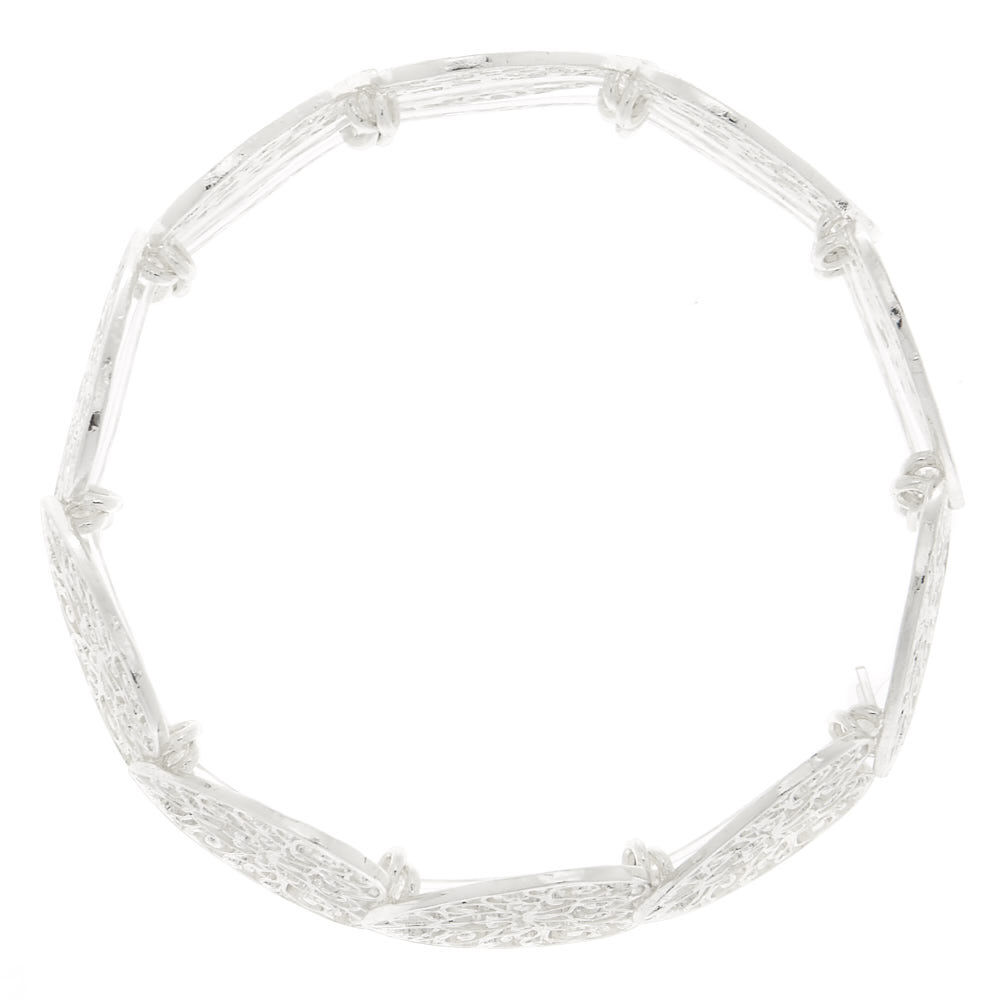 Silver Filigree Heart Stretch Bracelet,