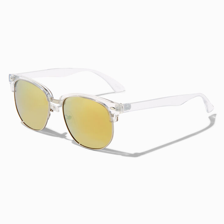 Clear Browline Yellow Lens Sunglasses,