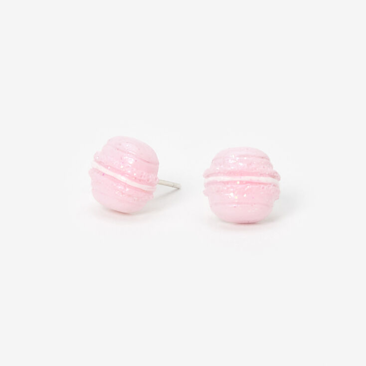 Sterling Silver Pink Macaron Stud Earrings,
