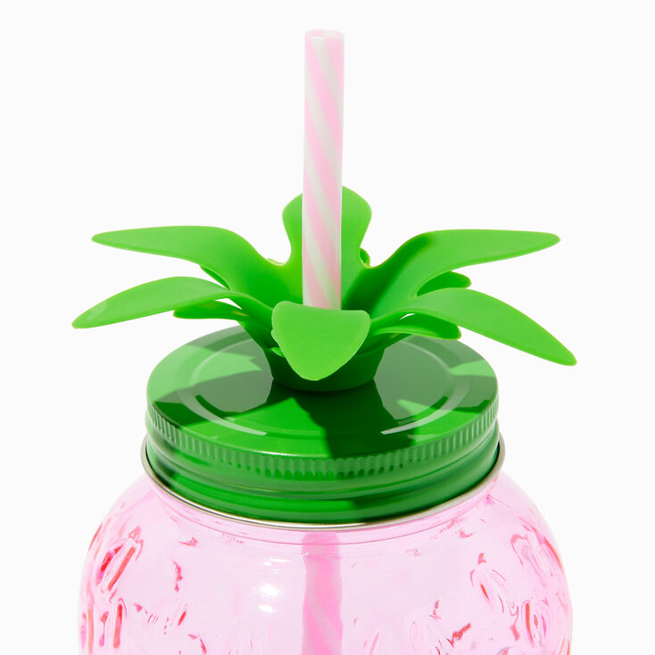 Pink Strawberry Shaped Mason Jar Tumbler,