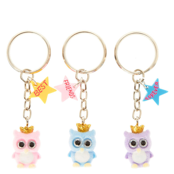 Lot de 3&nbsp;porte-cl&eacute;s best friends chouette,