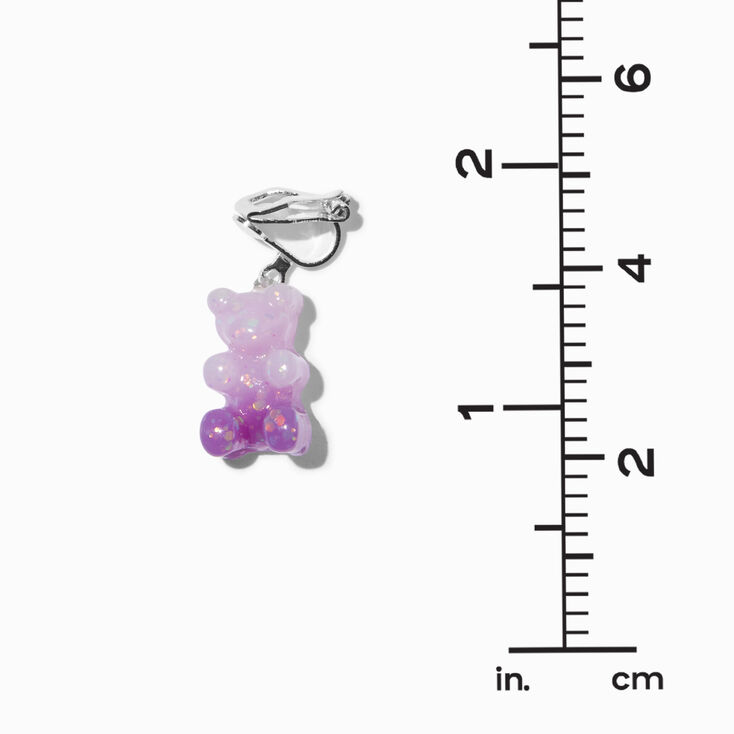 Purple Glitter Color-Changing Gummy Bears&reg; 0.5&quot; Clip-On Earrings,