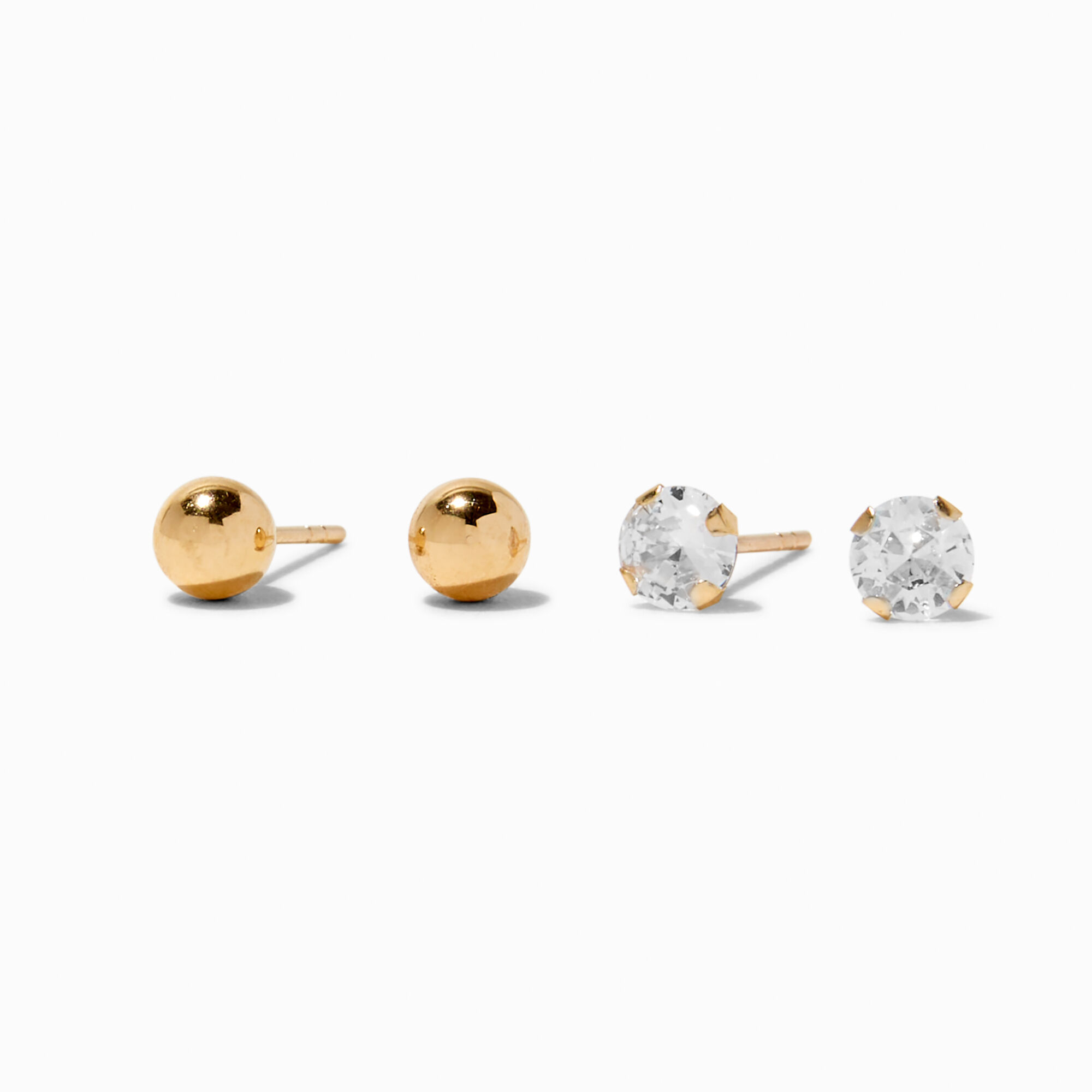C LUXE by Claire s 14k Yellow Gold Cubic Zirconia 4MM Ball Stud