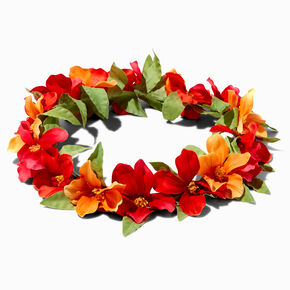 Orange &amp; Red Hibiscus Flower Crown,