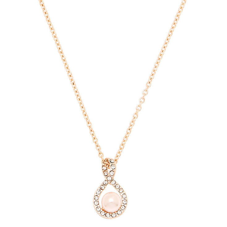 Rose Gold Pearl Pendant Necklace - Blush,