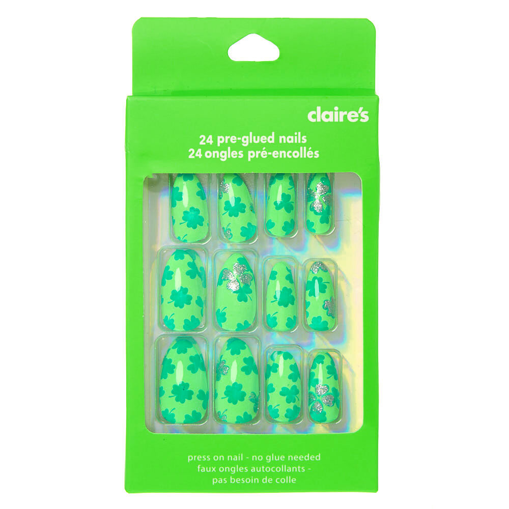Shamrock Stiletto Press On Faux Nails - Green, 24 Pack,