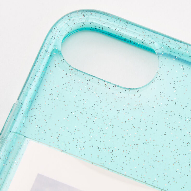 Coque de protection pour portable avec pochette pour Instax Mini vert menthe &agrave; paillettes - Compatible avec iPhone 6/7/8/SE,