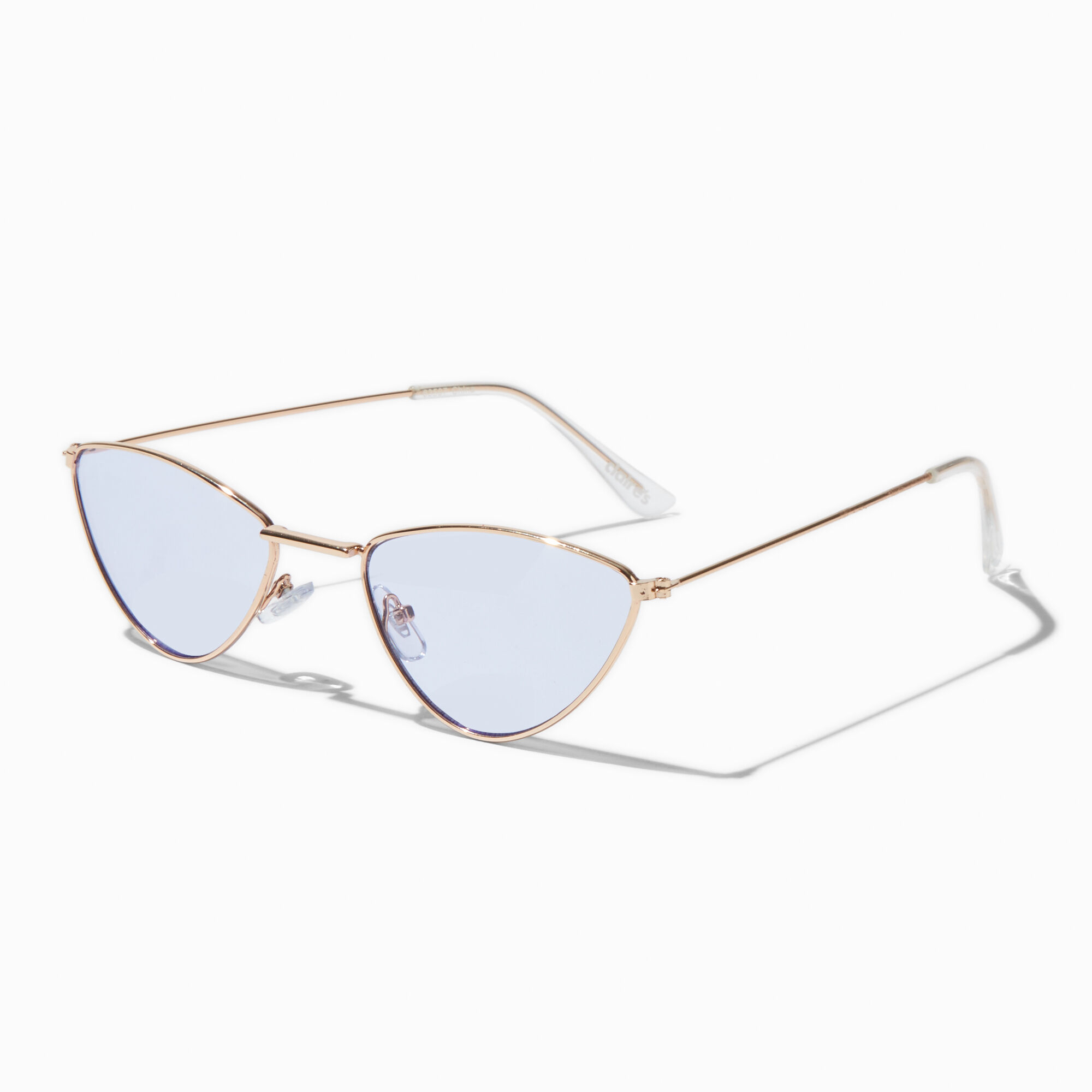 Lunettes de soleil a verres violets metalliques couleur doree Claire s FR