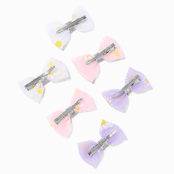 Claire&#39;s Club Chiffon Daisy Hair Bow Clips - 6 Pack,