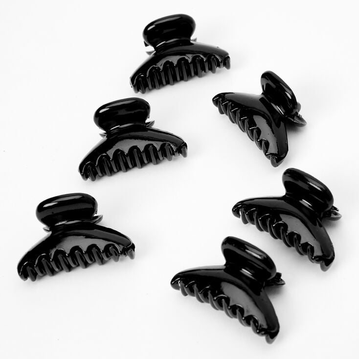 Curved Mini Hair Claws - Black, 6 Pack,