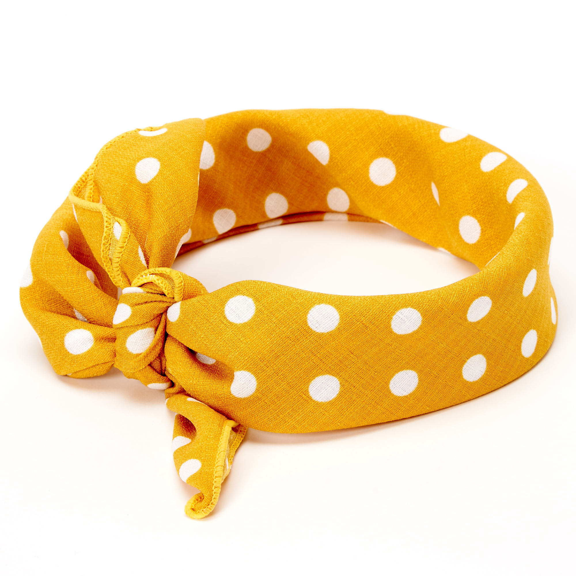 View Claires Polka Dot Bandana Headwrap Yellow information