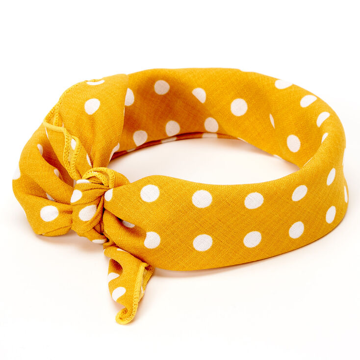 Polka Dot Bandana Headwrap - Yellow,