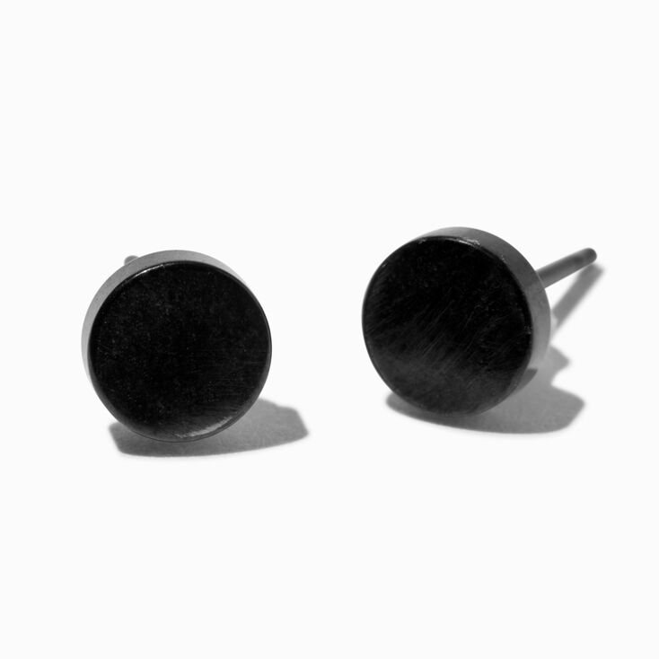 C LUXE by Claire&#39;s Silver-tone Titanium 6mm Black Disc Stud Earrings,