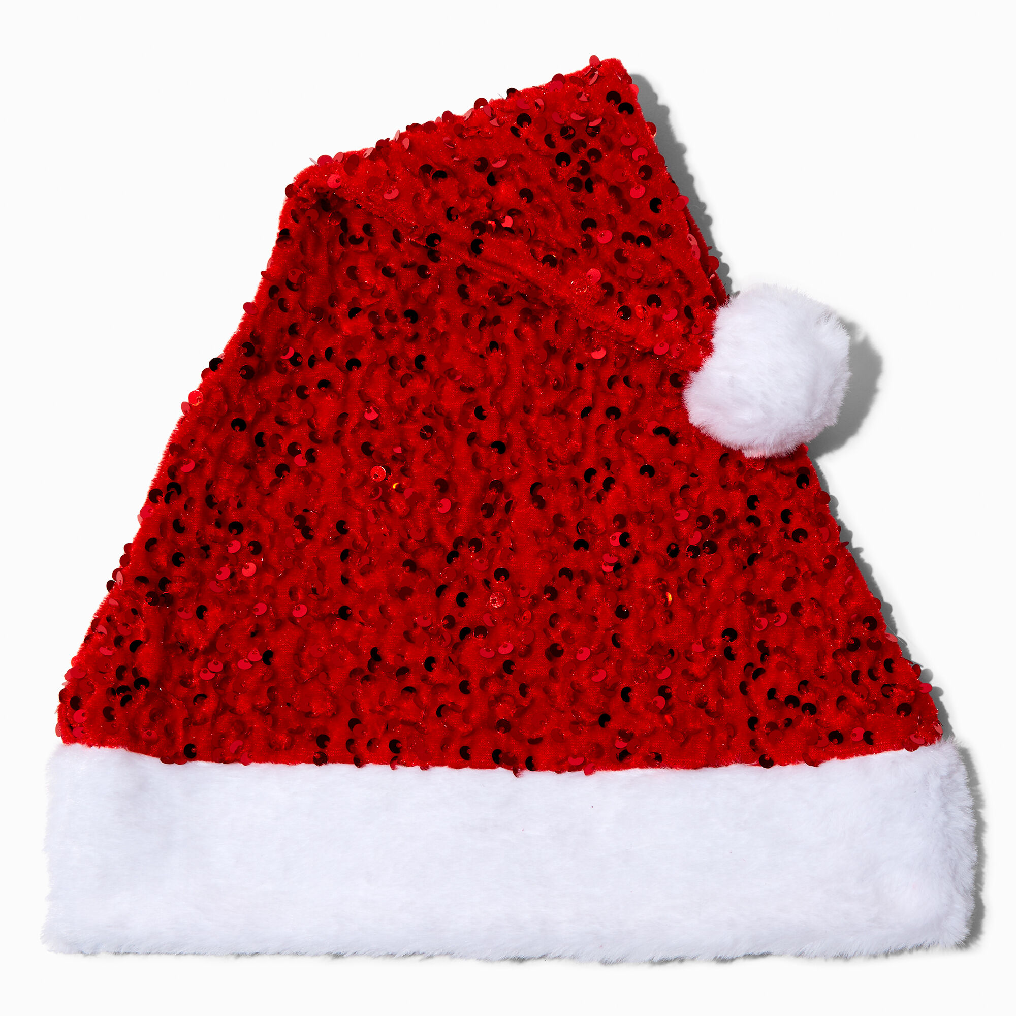 View Claires Sequin Velvet Santa Hat Red information