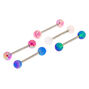 Piercings de langue barre courbe cosmiques 1,6&nbsp;mm couleur argent&eacute;e - Lot de 5,