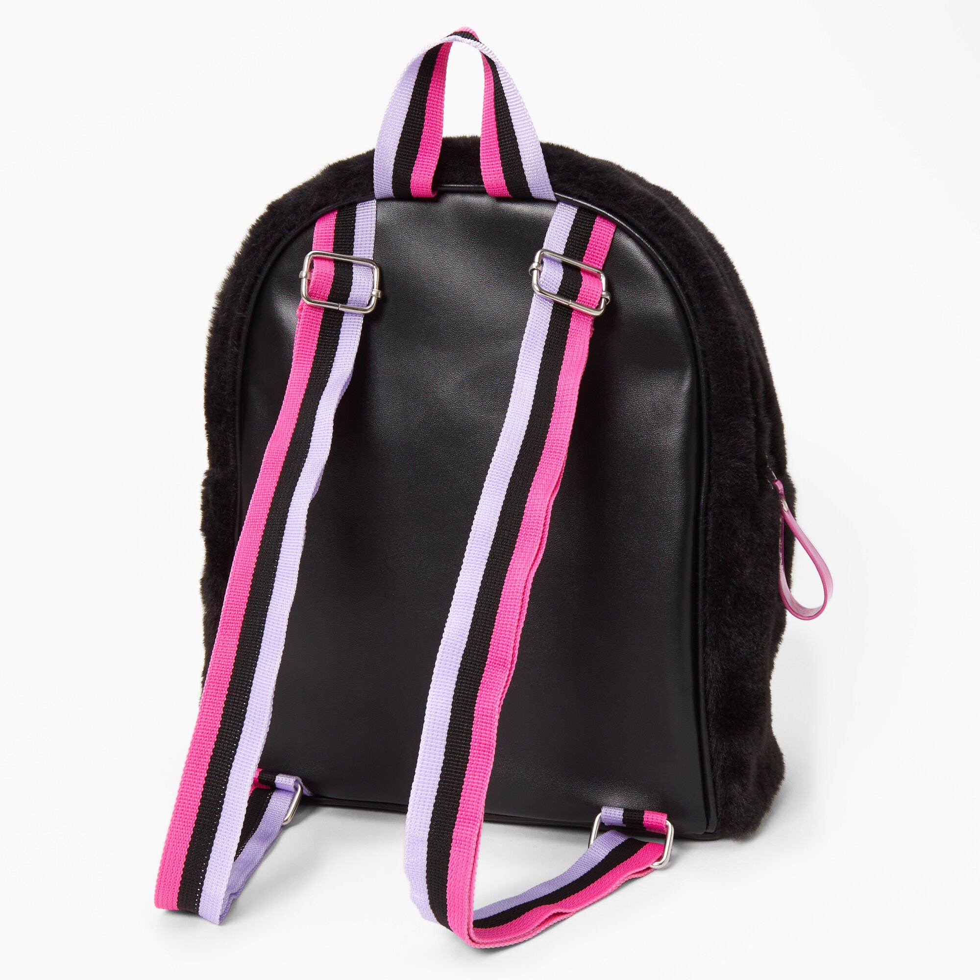 Furry Mini Backpack - Black,